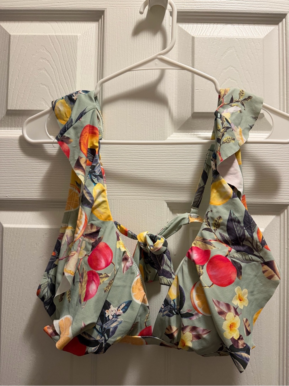 Kona Sol Sage Green Fruit & Floral Bikini Top
